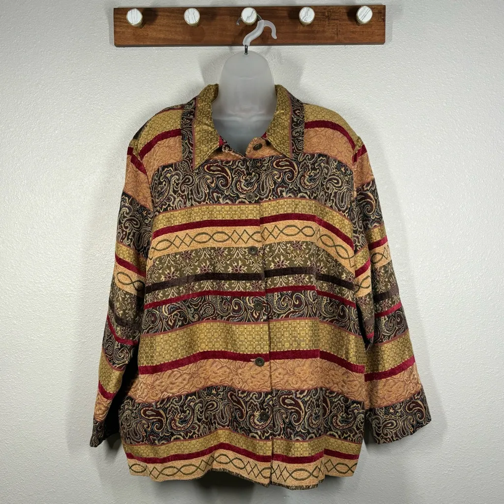 Alfred Dunner Tapestry Granny Button Up Jacket Size 24W - Image 2