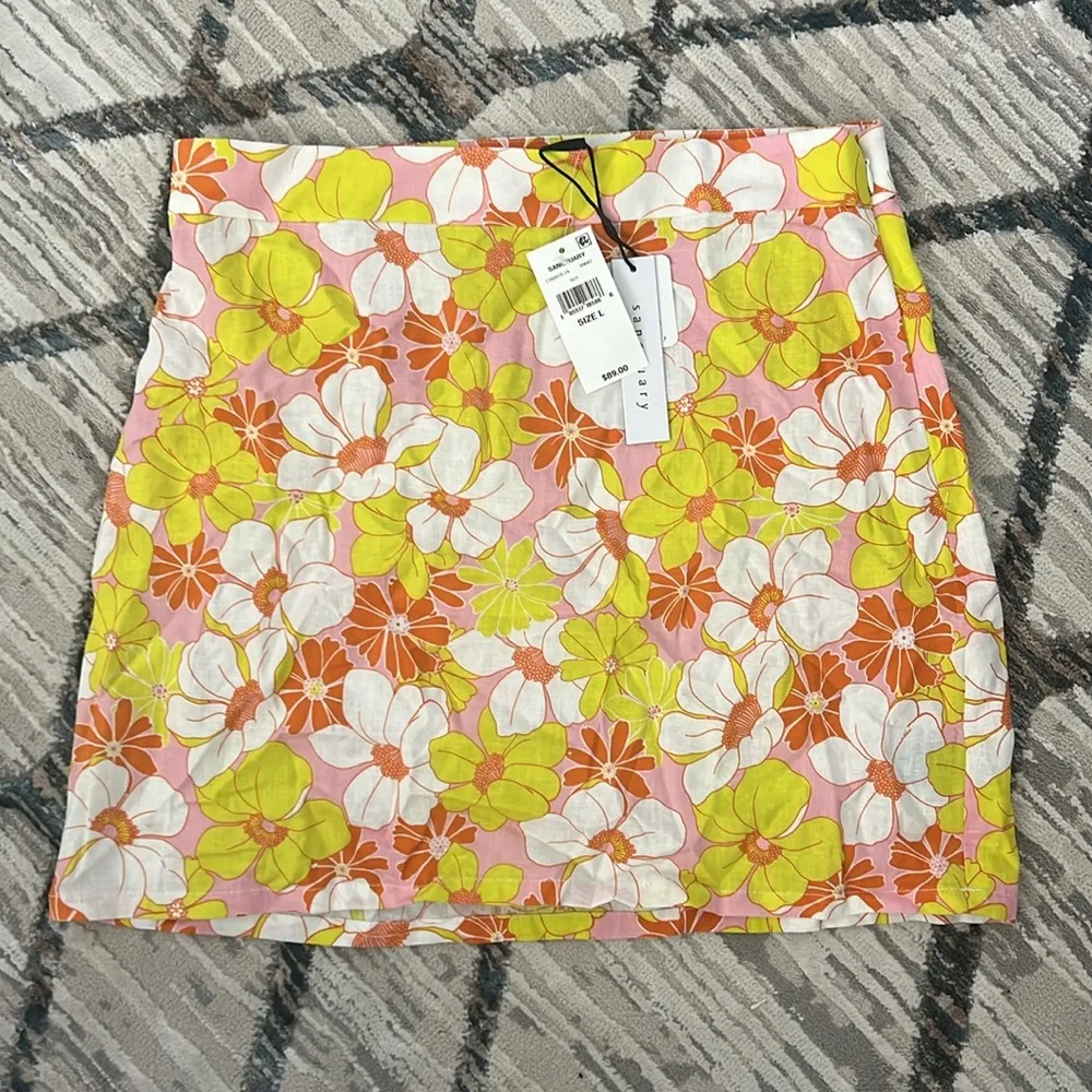 Sanctuary Everywhere Linen Blend Mini Skirt in Sunny Days, Size L New w/Tag - Image 2