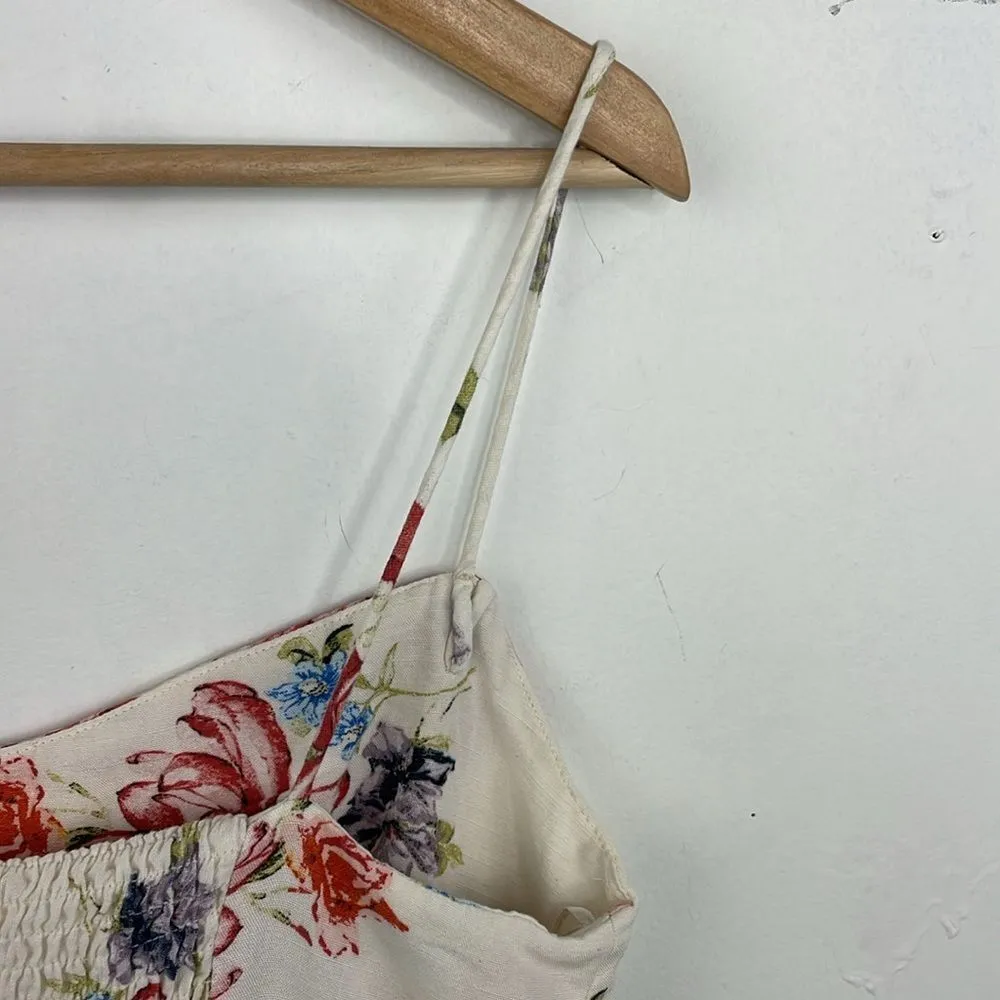 Zara Ecru Floral Print Mini Dress Floral Spaghetti Strap Dress size Medium - Image 8