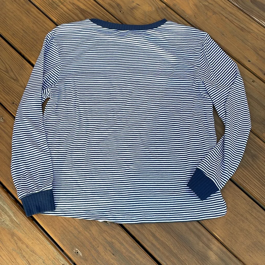 Born Blue & White Striped Ling Sleeve Shirt Medium - Image 5