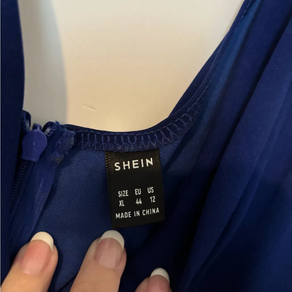 SHEIN Elegant Royal Blue Dress with Pearl Embellishments - Image 3