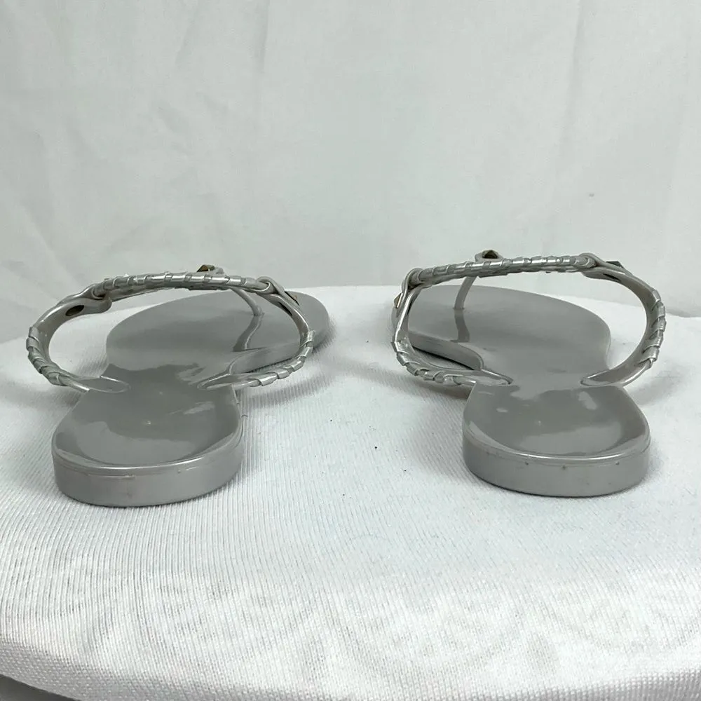 Jack Rogers Georgica Jelly Sandals Silver Sz 9 Flats Flip Flops Beach Swim Pool - Image 5