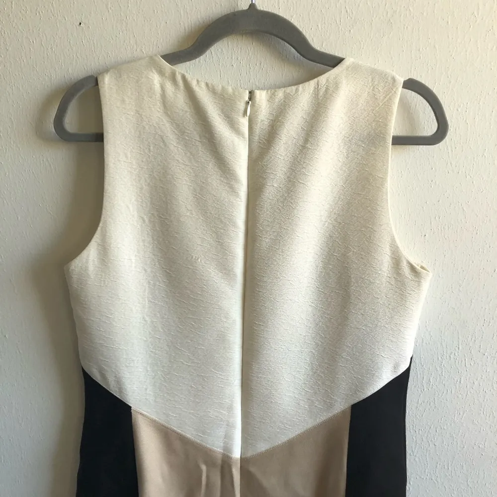 Ann Taylor Dress Black, White/Cream & Tan Colorblock & Various Fabrics Sz 10 GUC - Image 10