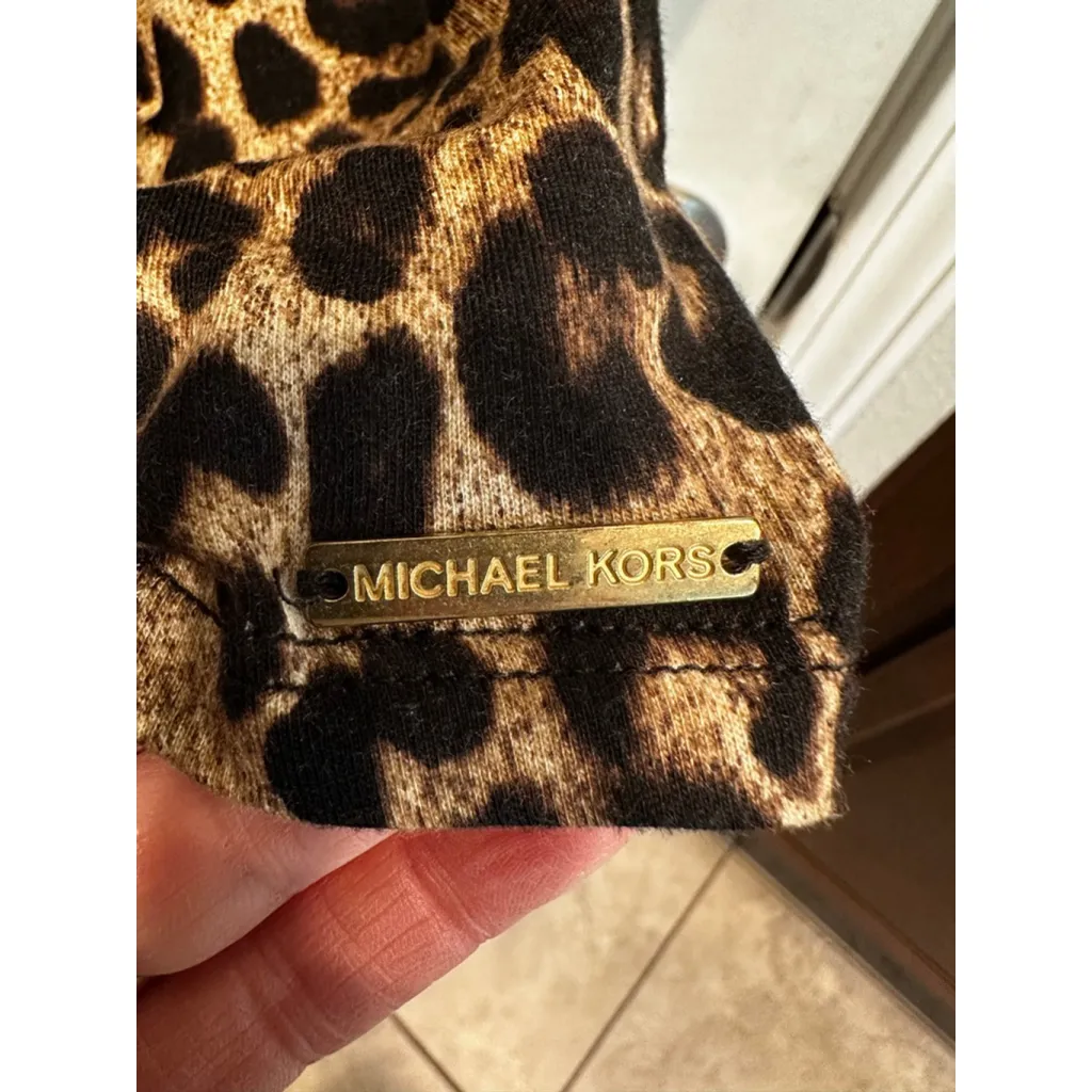 Michael Kors Leopard Print Blouse XL Brown Black - Image 5