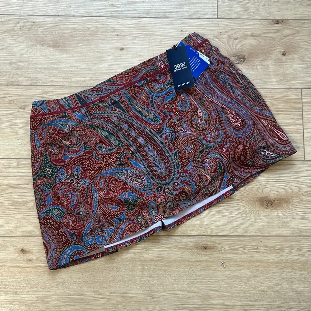 RLX  Polo Paisley Pleated Four Way Stretch Skort Skirt Ancient Sz XL - Image 2