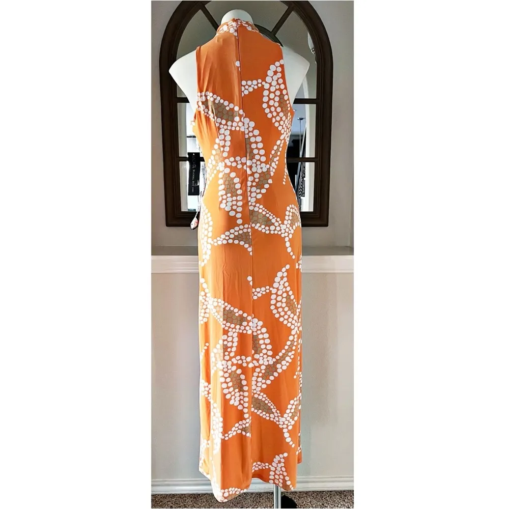 Rachel Roy Bird of Paradise Halter Maxi Dress in Orange Multi, Size S NEW $129 - Image 4