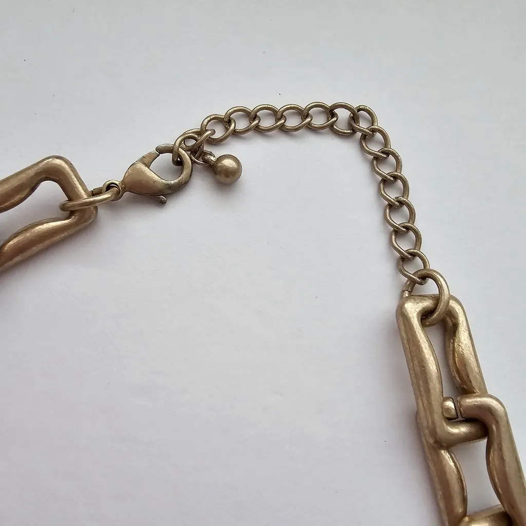 Gold Tone Metal Thick Chain Link Necklace - Image 3