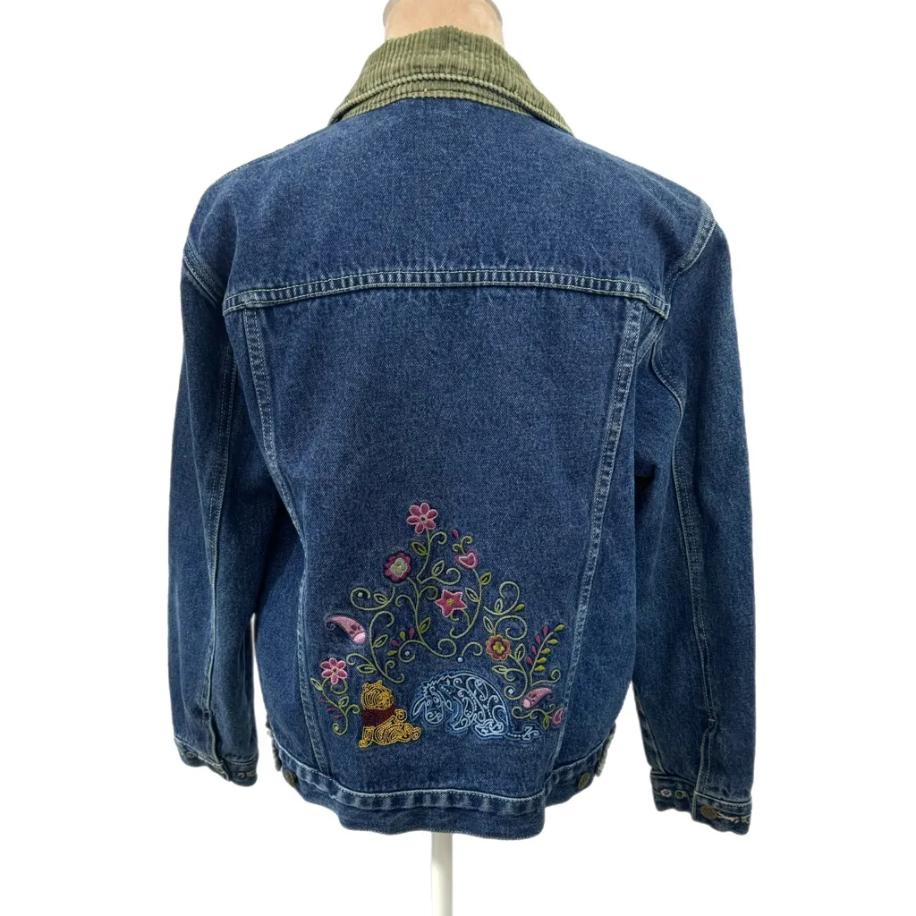 Vintage DISNEY Winnie the Pooh Embroidered Jean Jacket Women’s Sz S Denim Coat - Image 5
