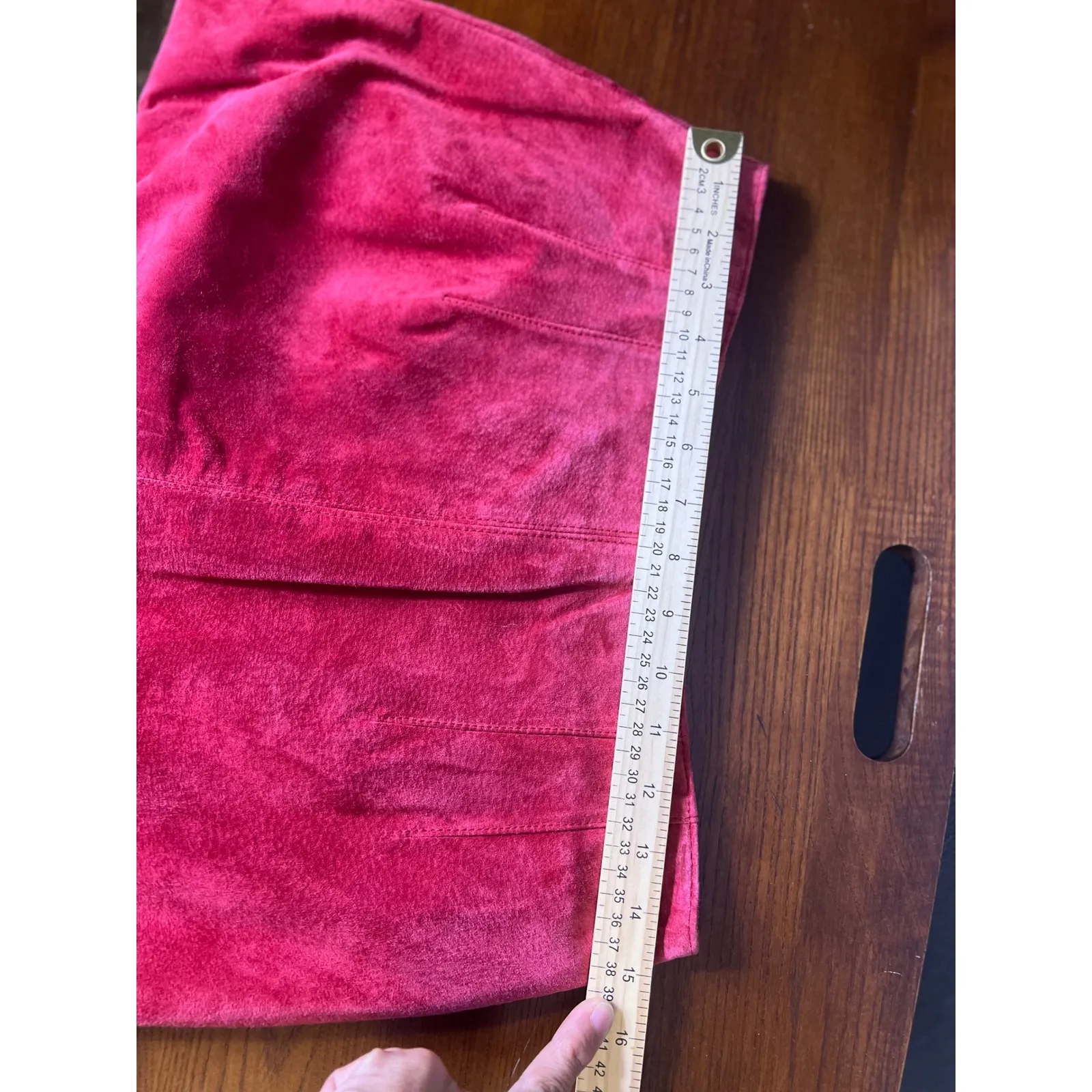 Vintage Margos Leather Suede Rasberry Red Pencil Fitted Size 11 Western‎ Y2K - Image 4