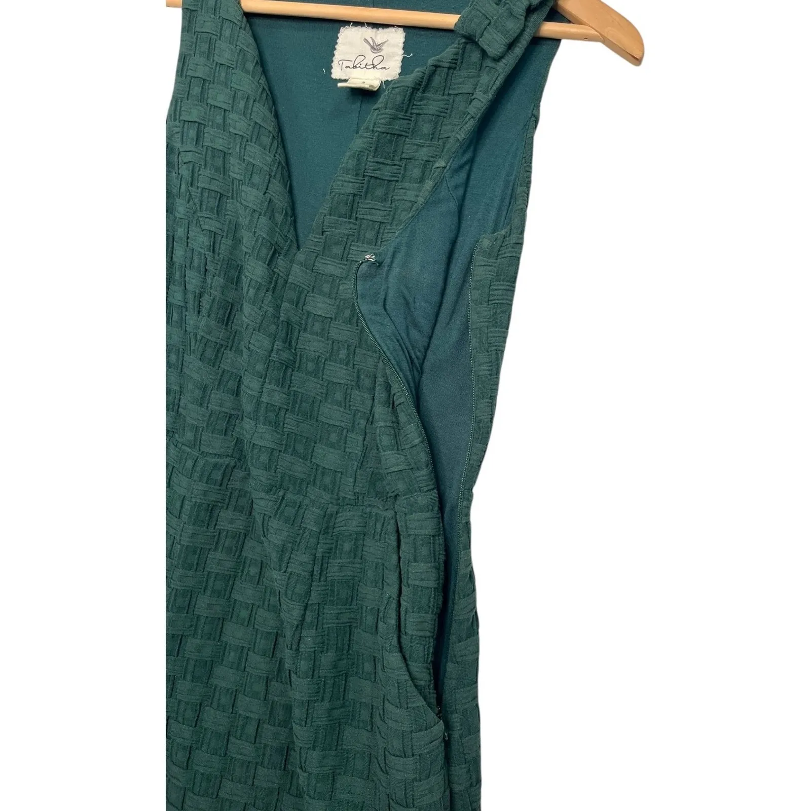Tabitha Anthropologie Dress Womens 2 Green Textured Basketweave Sheath Classic - Image 6