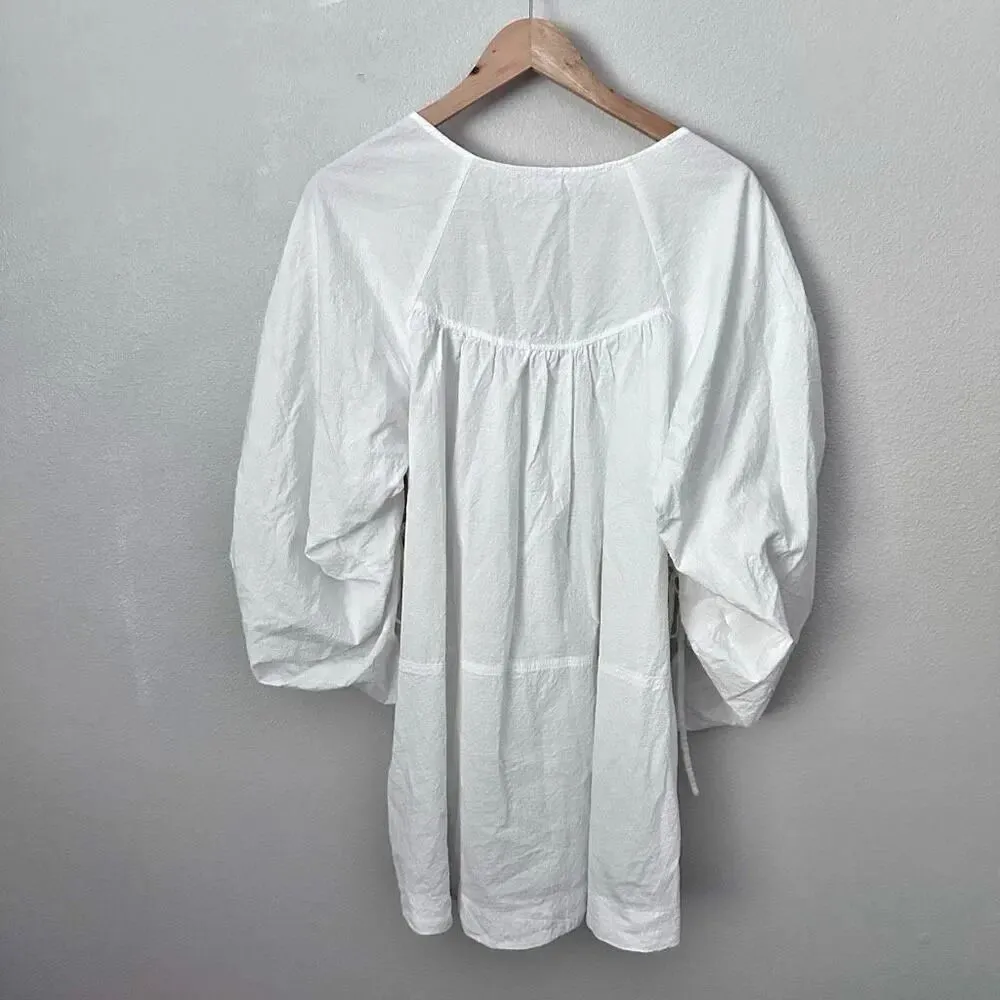 FREE PEOPLE | Brynn Puff Balloon Sleeve White Tunic Top 100% Cotton | Small - Image 6