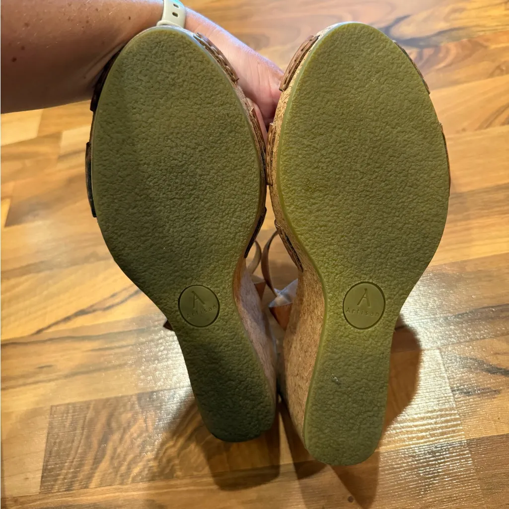 Clark’s‎ artisan collection brown leather strappy fisherman wedge sandal size 11 - Image 5