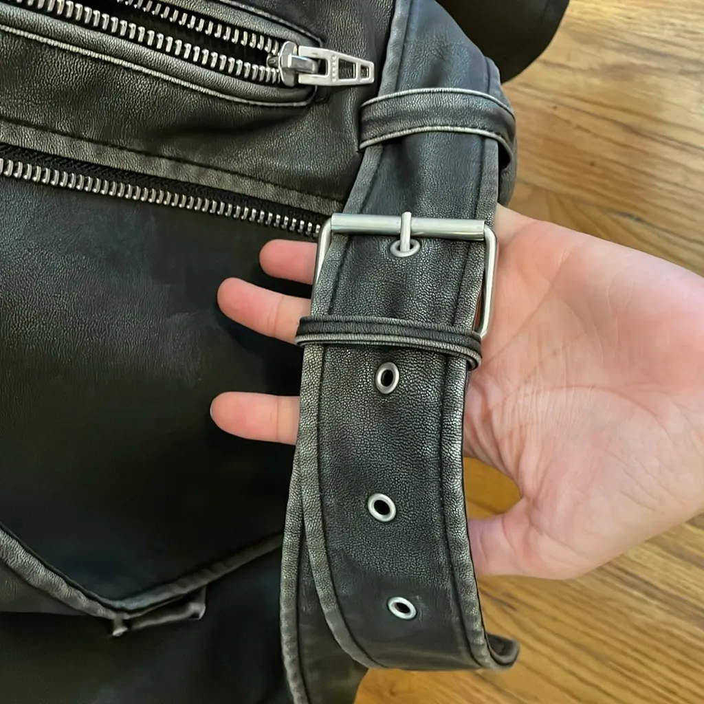 Black BLANKNYC Faux Leather Belted Moto Jacket Size XS - Image 12