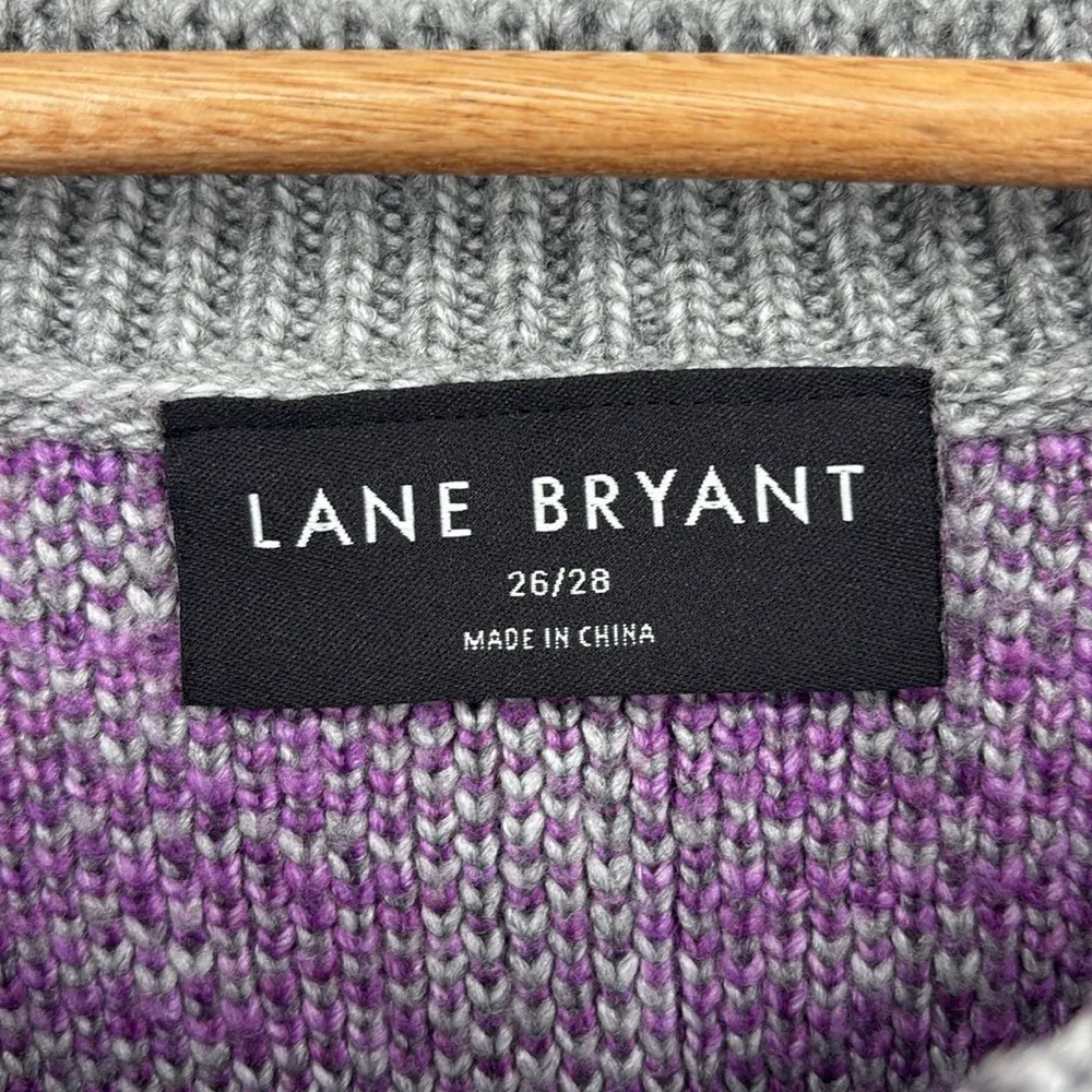 Lane Bryant Crew-Neck Sweater Women’s Plus Size 26/28 in Gray & Purple - EUC! - Image 3