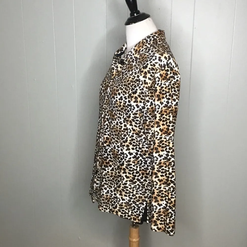 Jason Maxwell So Soft Leopard Print Button Down Layering Shirt Jacket M - Image 6