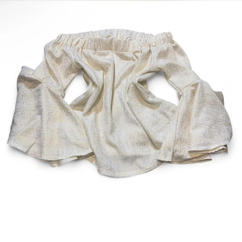 Metallic Off Shoulder Top‎ Gold Size L - Image 5
