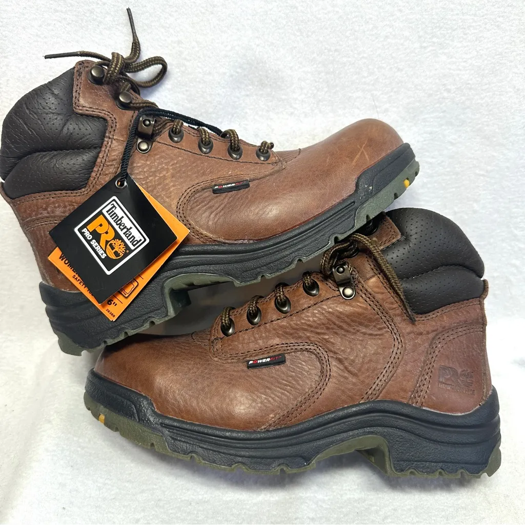 Timberland Pro Series Work Boots Womens 7W Brown Leather Titan 6" Safety Toe New Size 7 - Image 7