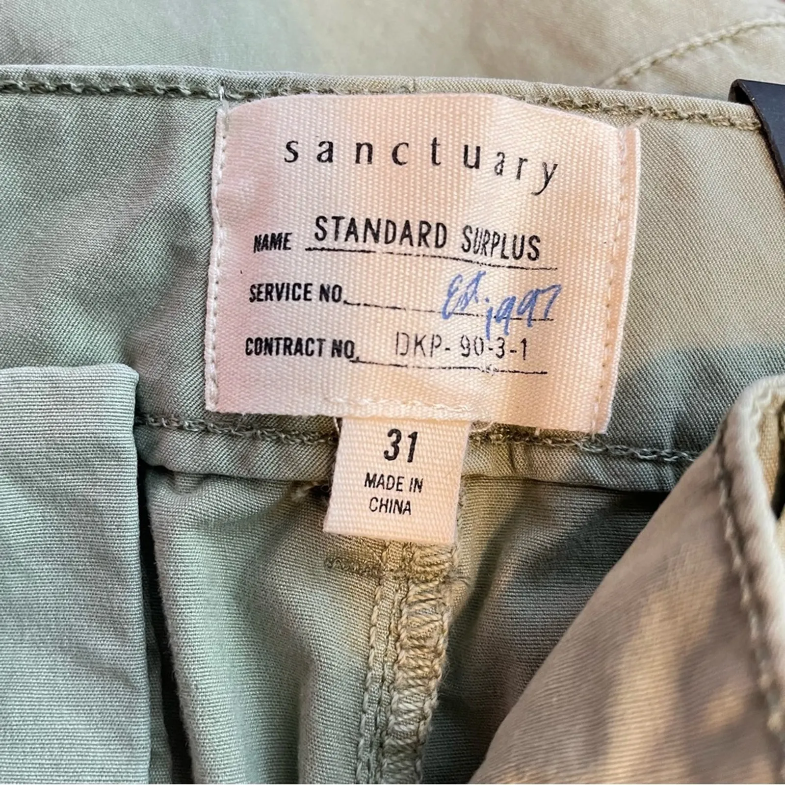 Sanctuary Surplus Olive Army Green Eyelet Cargo Cropped Utility pants 31 new - Image 11