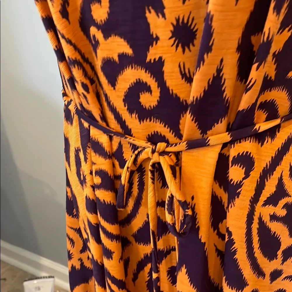 Orange and Purple Patterned Dress sleeveless - Image 3