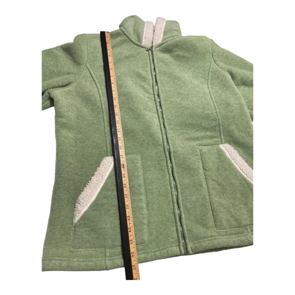 Denim & Co. Zip Front Fleece Jacket with Hood and Sherpa Lining Size L Green Size L - Image 7