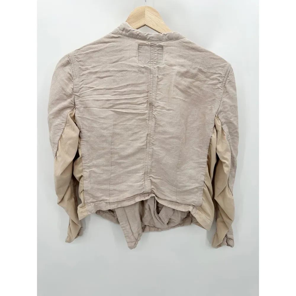 Nic + Zoe Jacket Women MEDIUM Tan Cream Long Sleeve Zip Front Linen Blend - Image 2