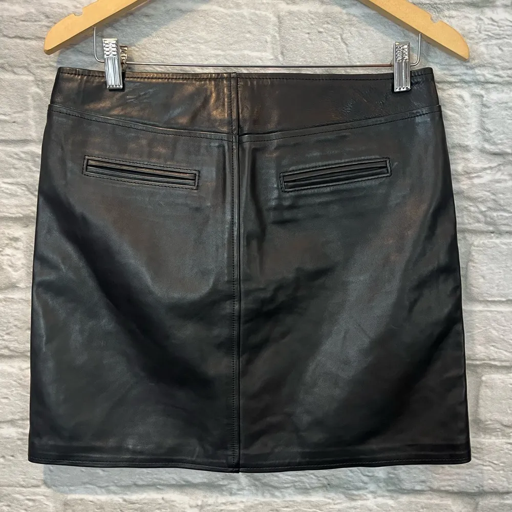 Coach 1941 Sz 4 Black Genuine Leather Mini Skirt - Exposed Zippers - Biker Moto - Image 4