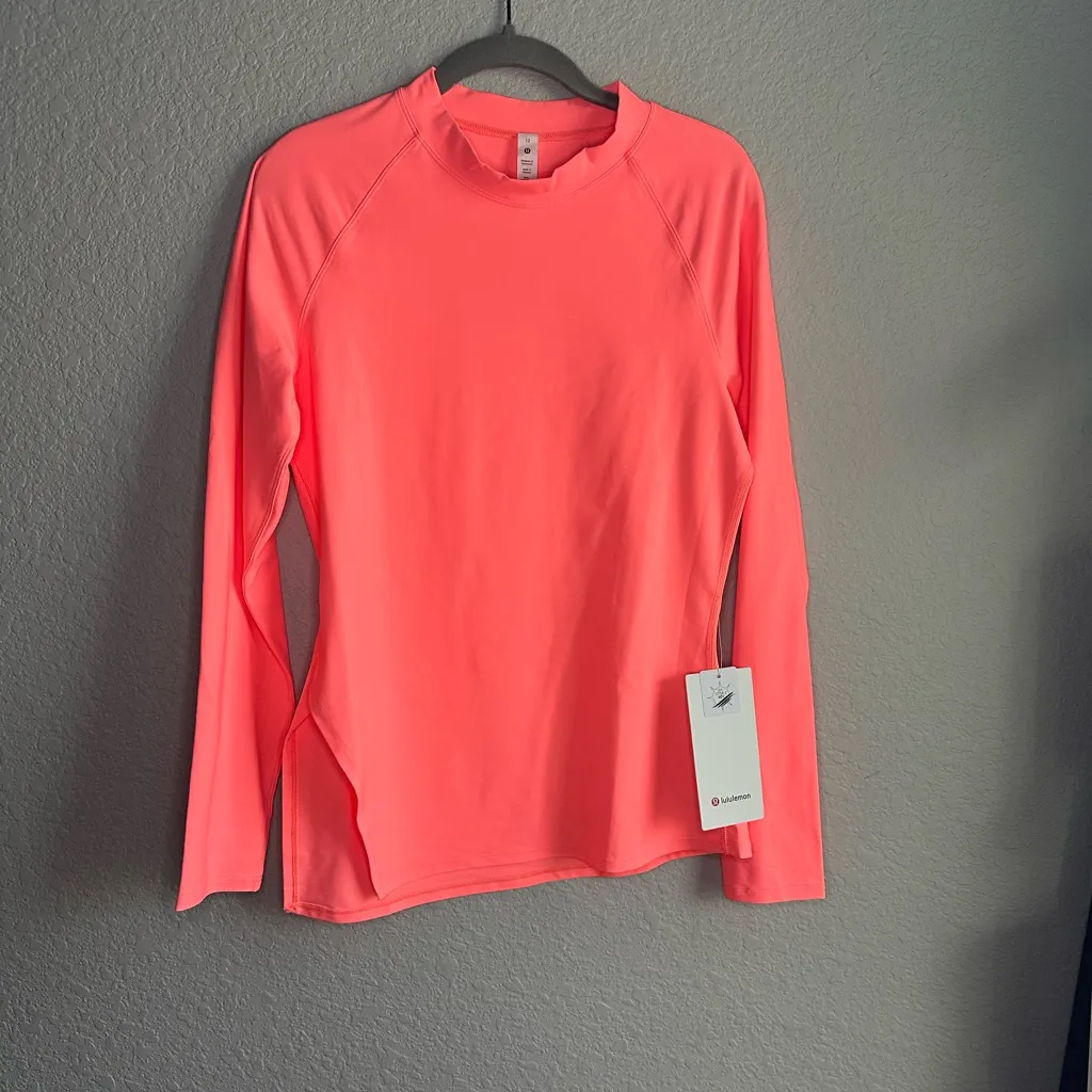 🧡🆕Lululemon Neon Orange Nulux Asymmetrical Tennis Long Sleeve Shirt ✨NWT✨ - Image 6