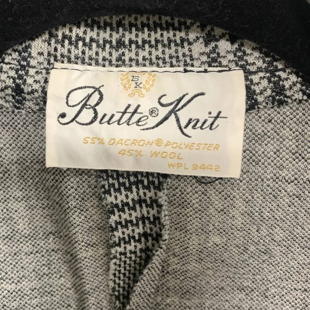 Vintage Butte Knit Wool Blend Black & White Plaid Blazer Size M/L Size L - Image 2