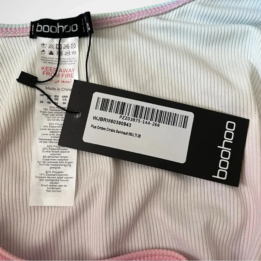 BOOHOO Plus Women's Ombre Crinkle One‎ Piece Swimsuit Size 24 | NWT - Image 4