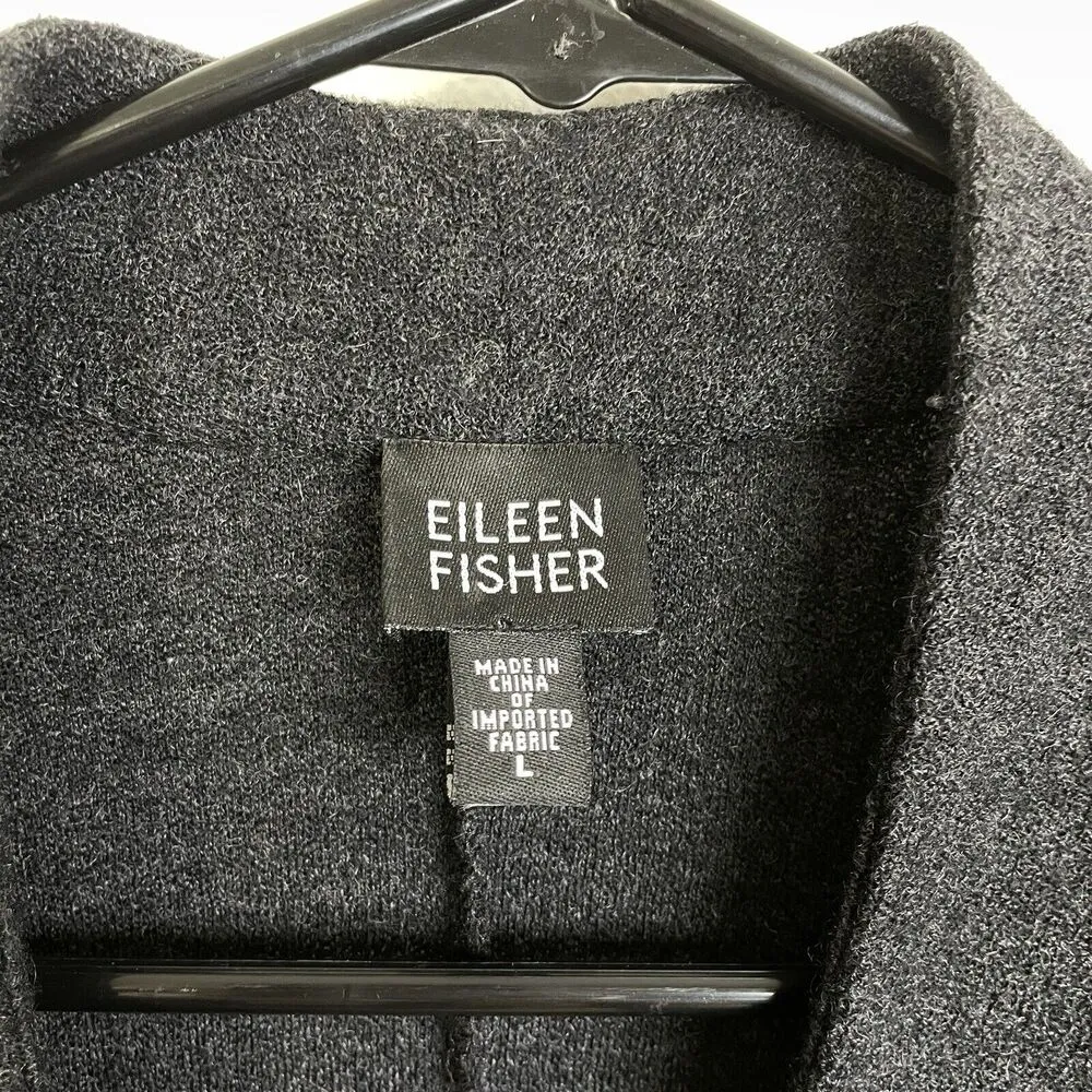 Eileen Fisher Womens Black Wool Jacket Lightweight 1 Button Sweater Knit Career - Image 8