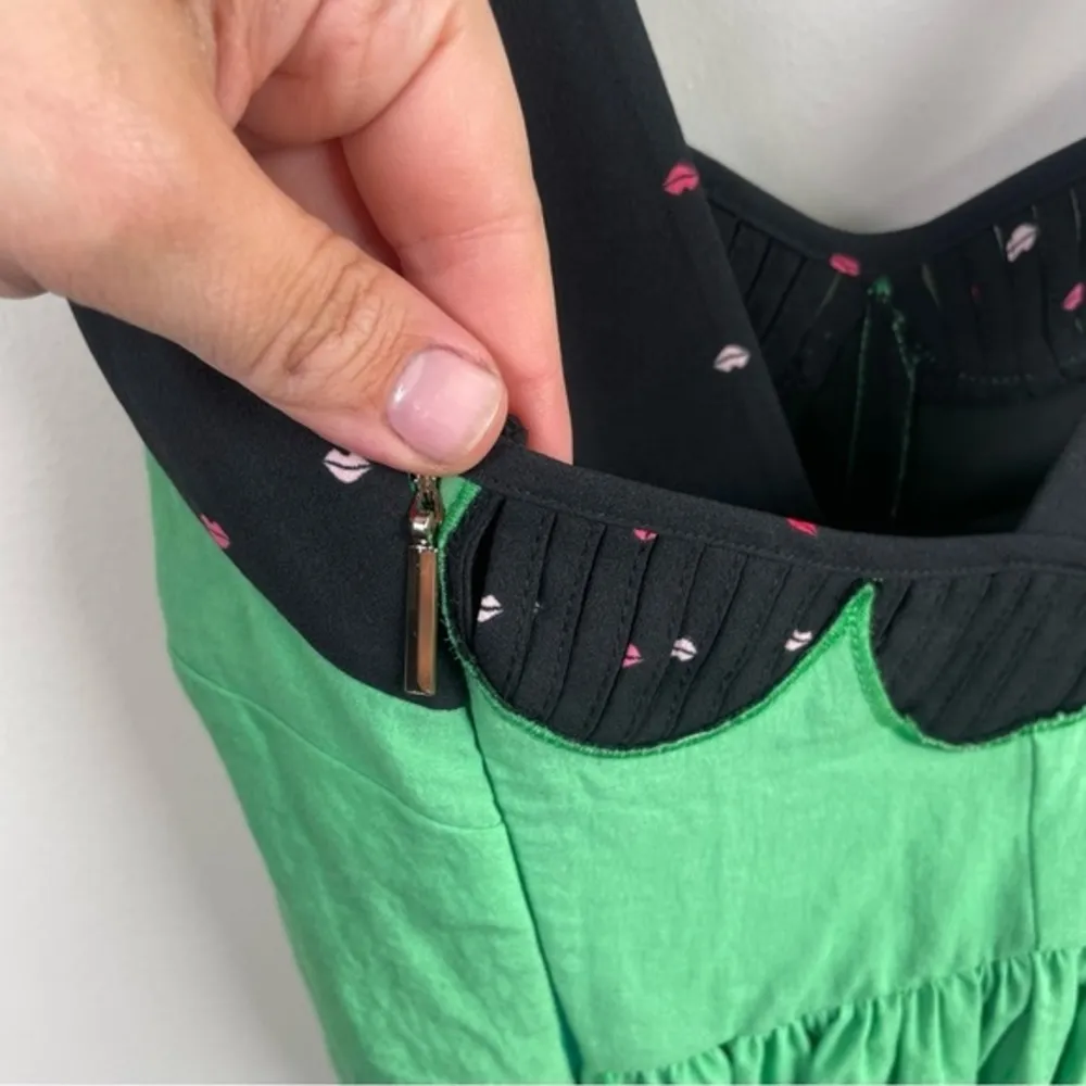 Kate Spade Green Tiered‎ Ruffle Skirt Retro Pinup Midi Belted Dress - Image 7