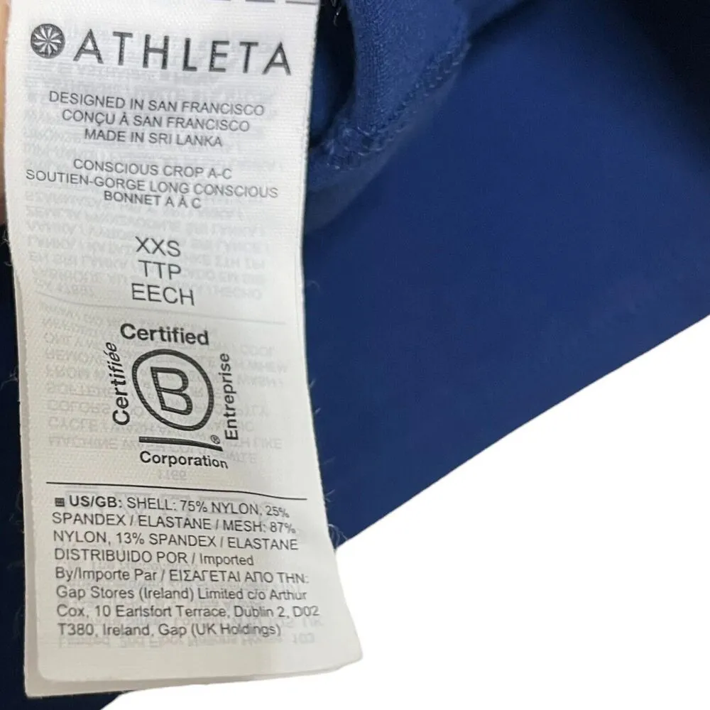 ATHLETA Conscious Crop Bra Support Top Blue A-C Padded Women’s Size XXS - Image 8