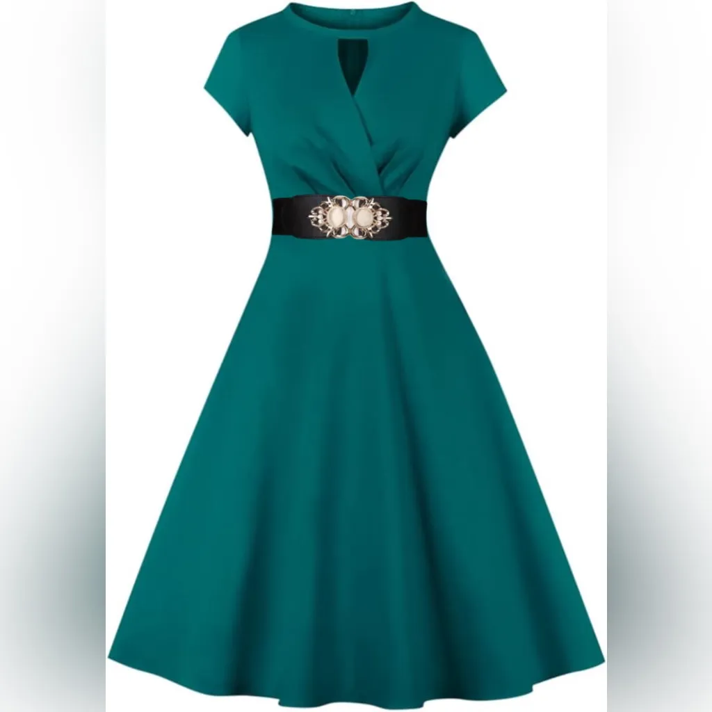 Golden‎ Double Buckle Black Waspie Belt Stretchy Elastic Accentuating Waistband - Image 6