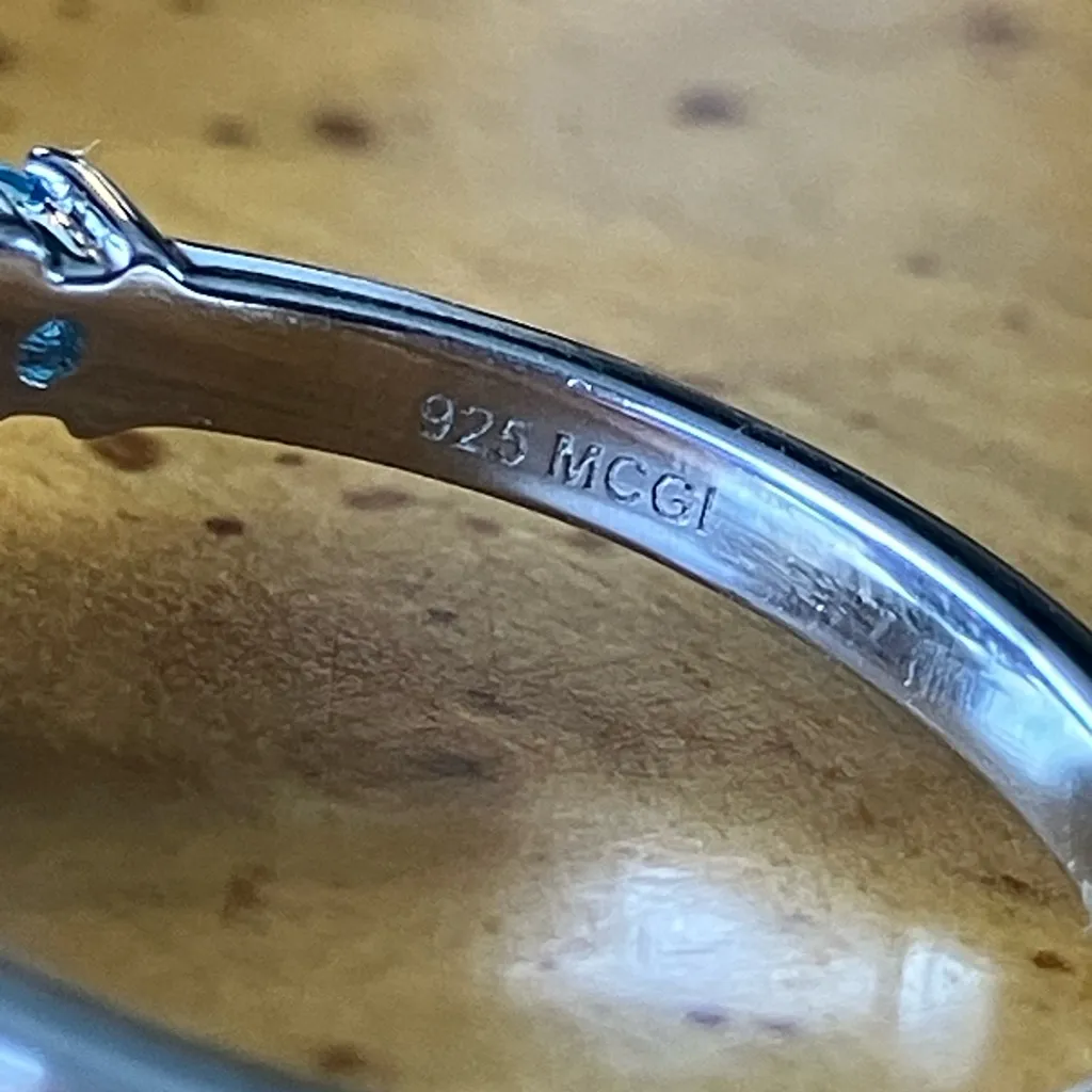 Aurora Moonstone Blue Apatite Sterling Silver Ring Size 9 - Image 6