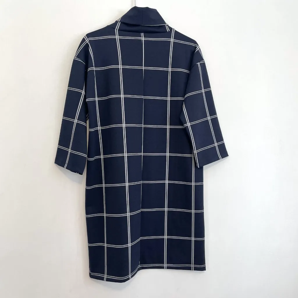 NEW NWT ANN TAYLOR LOFT Windowpane Funnel Neck Tunic Dress Navy Blue 3/4 Sleeve - Image 13