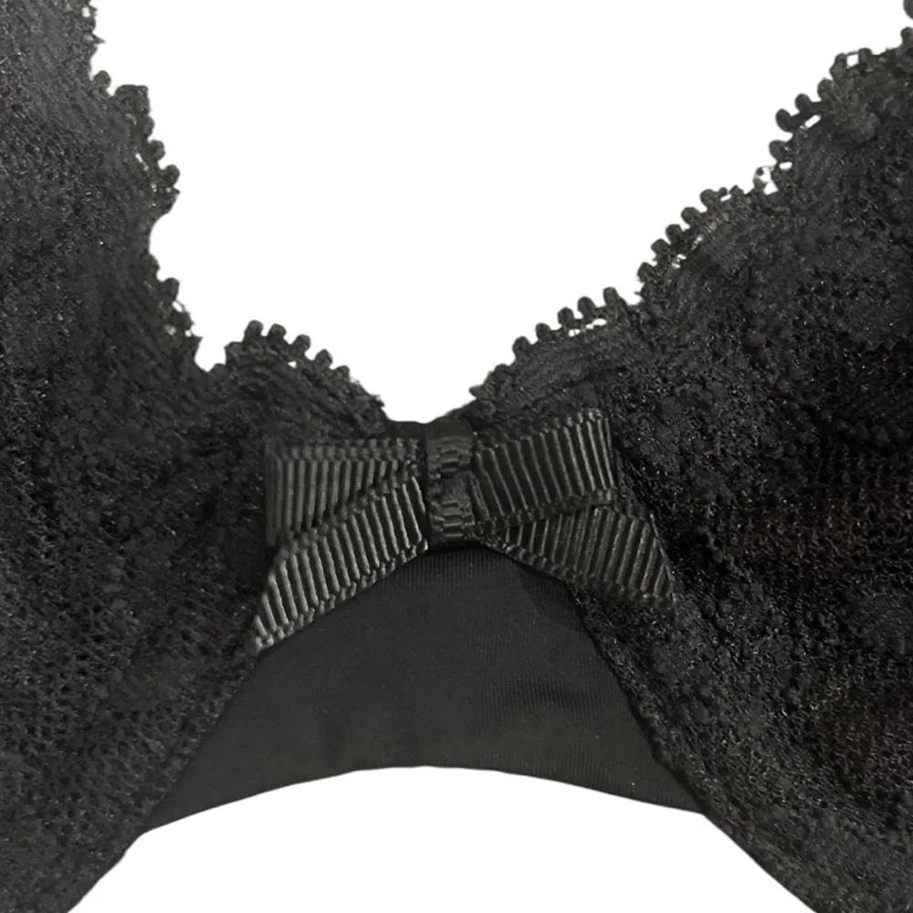 Victoria’s Secret Black Lace Unlined Demi Bra Underwire 32C - Image 7