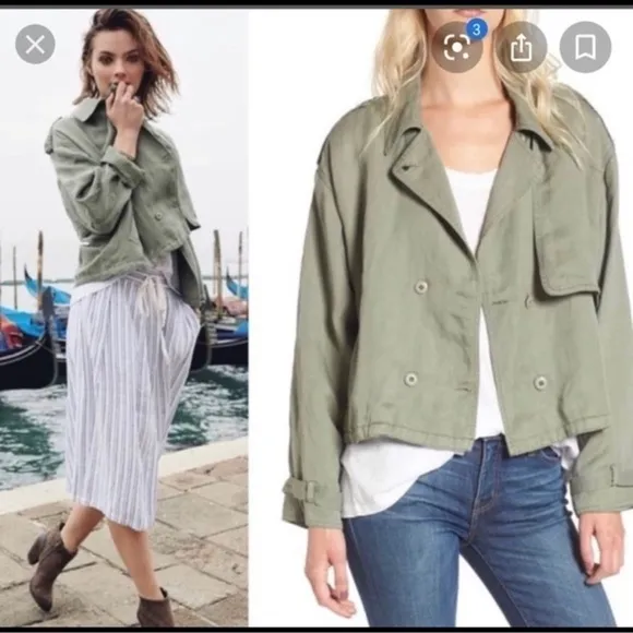 Rails Barclay Linen Blend Utility Jacket Green Womens Medium - Image 2