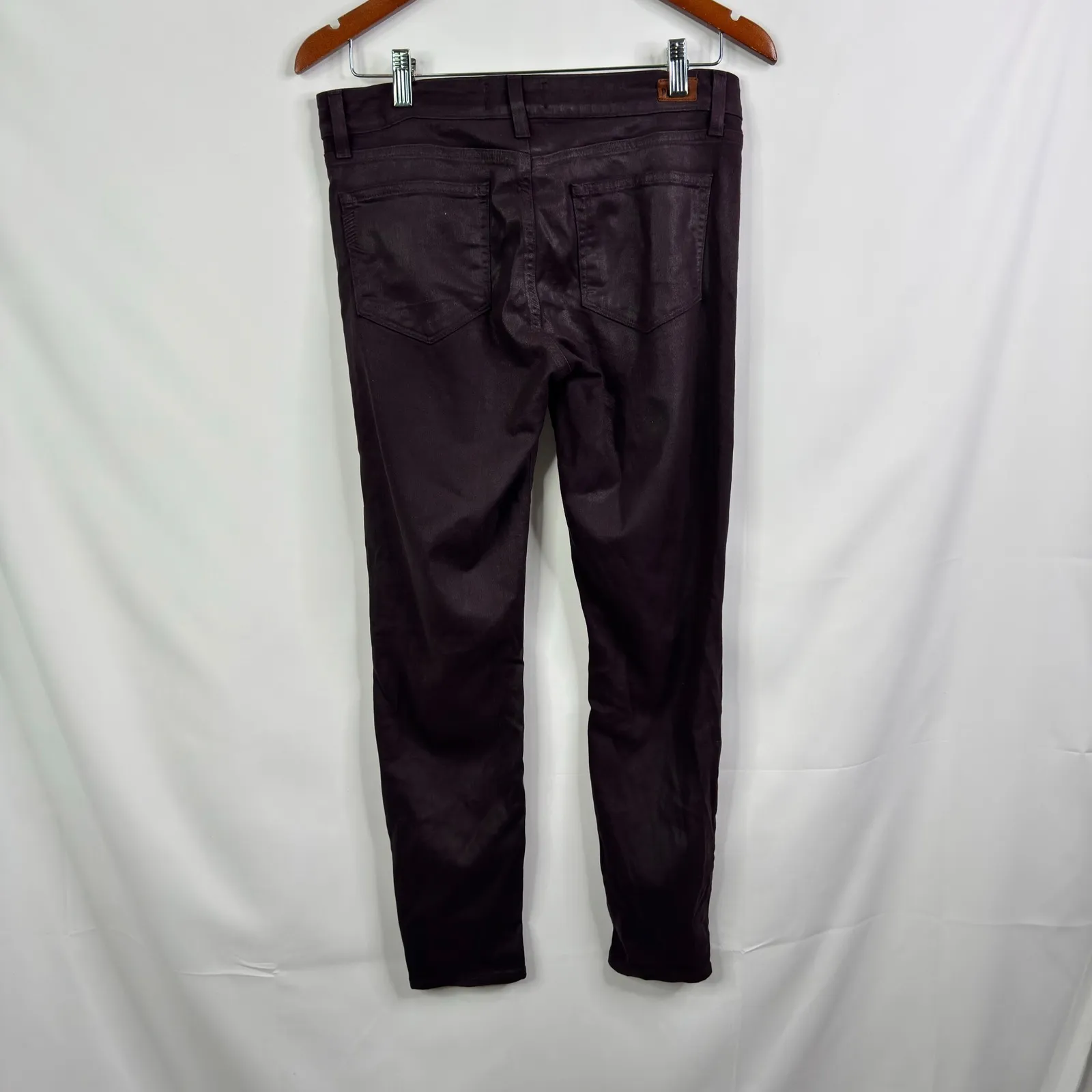 PAIGE Verdugo Ankle Black Cherry Silk Blend Coated Skinny Jeans Size 29 - Image 5