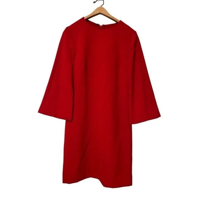 Tahari Asl Firebird Red Split Cape Sleeve Shift‎ Dress Size 4 - Image 3