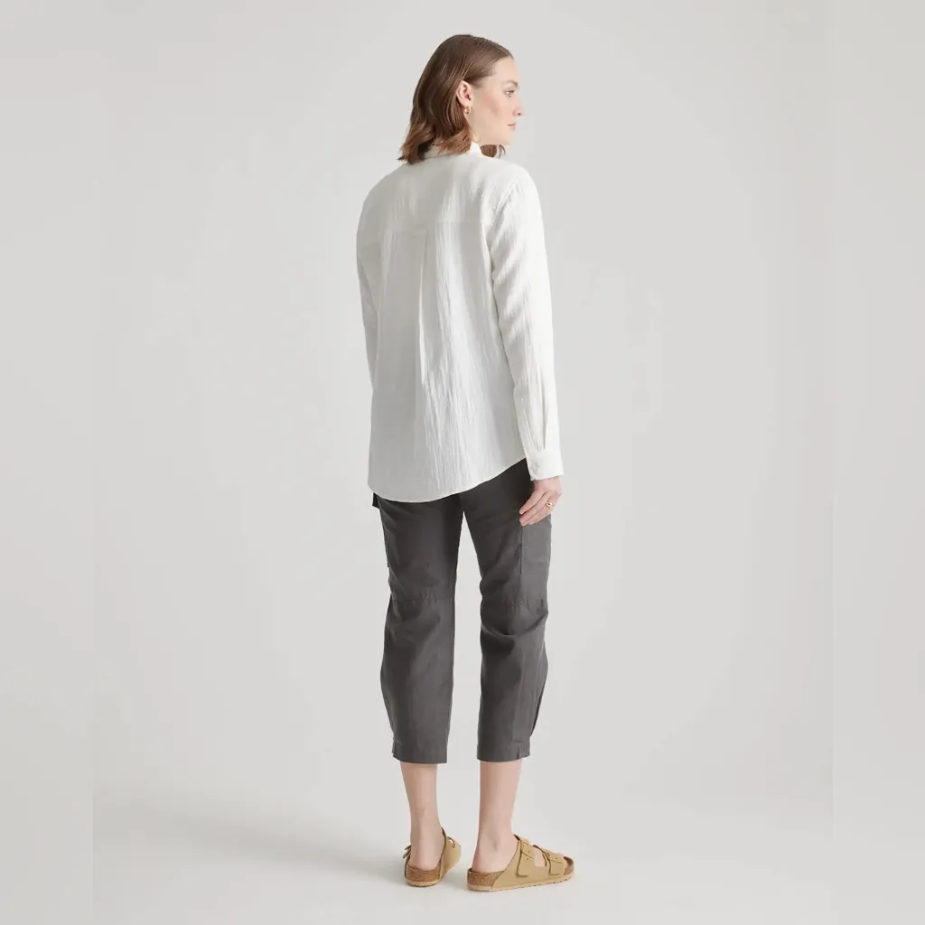 NWT Quince White Cotton Gauze Long Sleeve Shirt Sz XS - Image 2