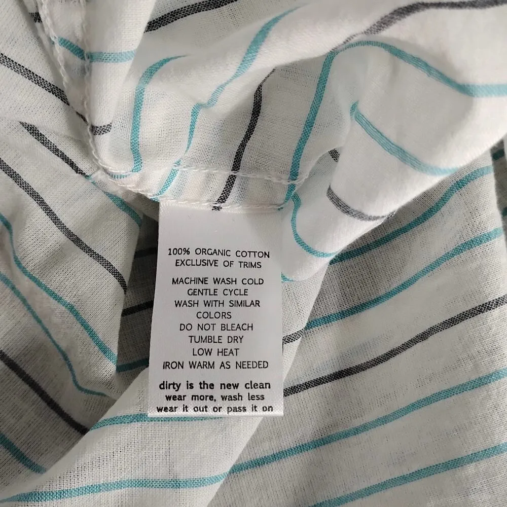 New Toad & Co Airbrush Sleeveless Deco Shirt Button Up Striped White Blue Medium - Image 6