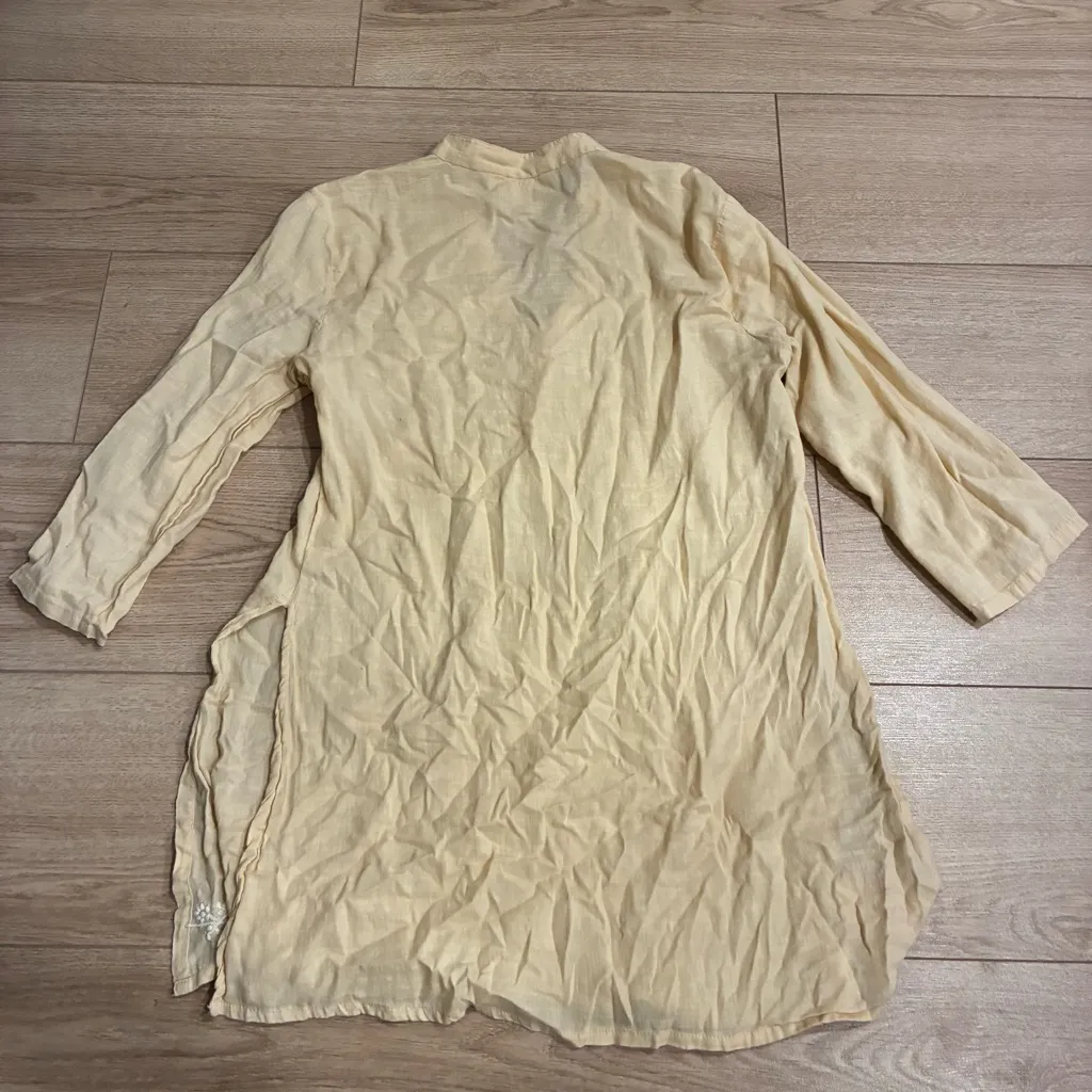 April Cornell Women’s Light Yellow Embroidered 100% Cotton Tunic Size M *READ Tan Size M - Image 5