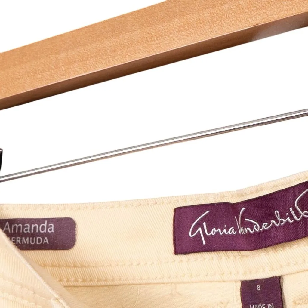 Gloria Vanderbilt Amanda Bermuda Shorts 8 Womens Pale Yellow Cotton Denim Jean - Image 3