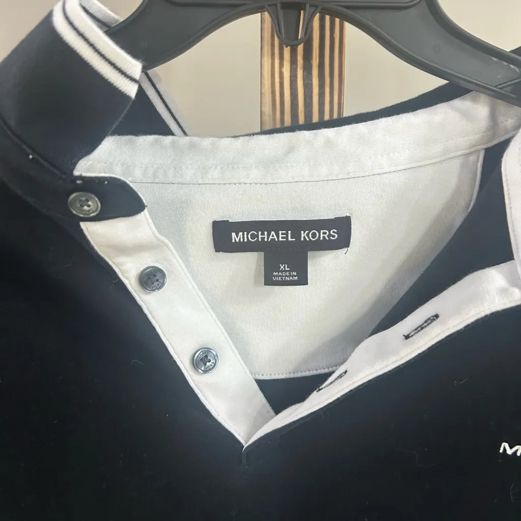 Michael Kors MK Logo Black Button Down Polo Shirt Women’s Size XL - Image 6