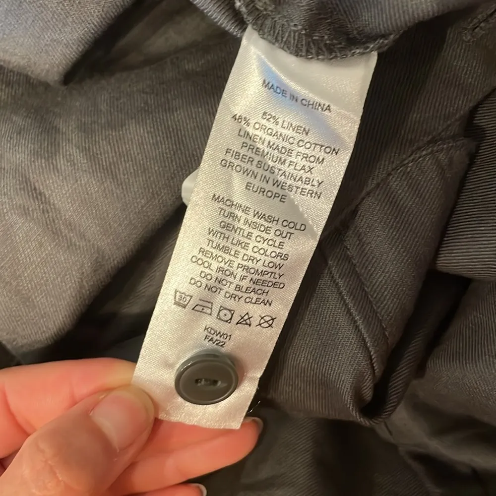 NWT Quince Cotton Linen Twill Coverall Women's Gray Jumpsuit Size Medium - Image 8