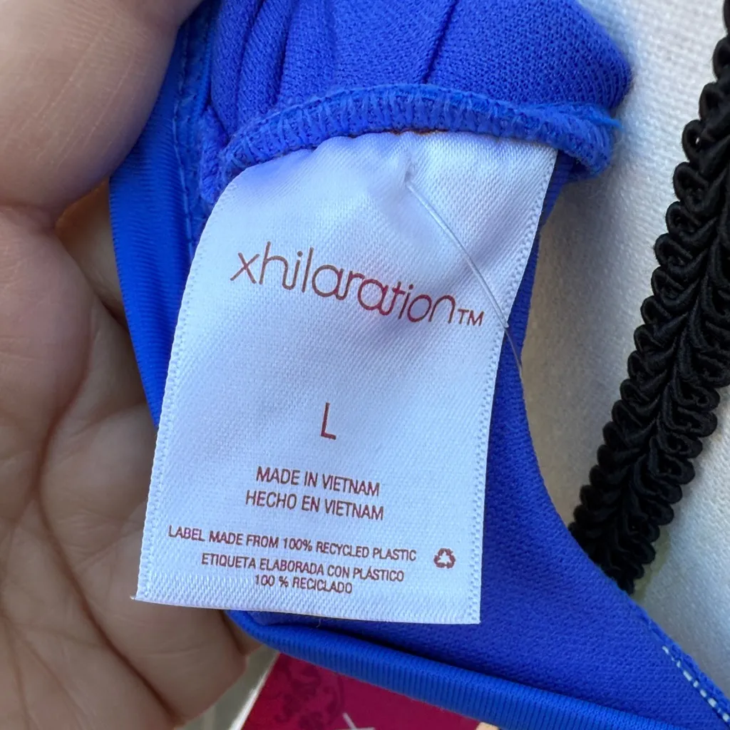 Xhilaration Cobalt Blue Twist Front Strappy Twist Back Swim Bikini Top Size L - Image 7