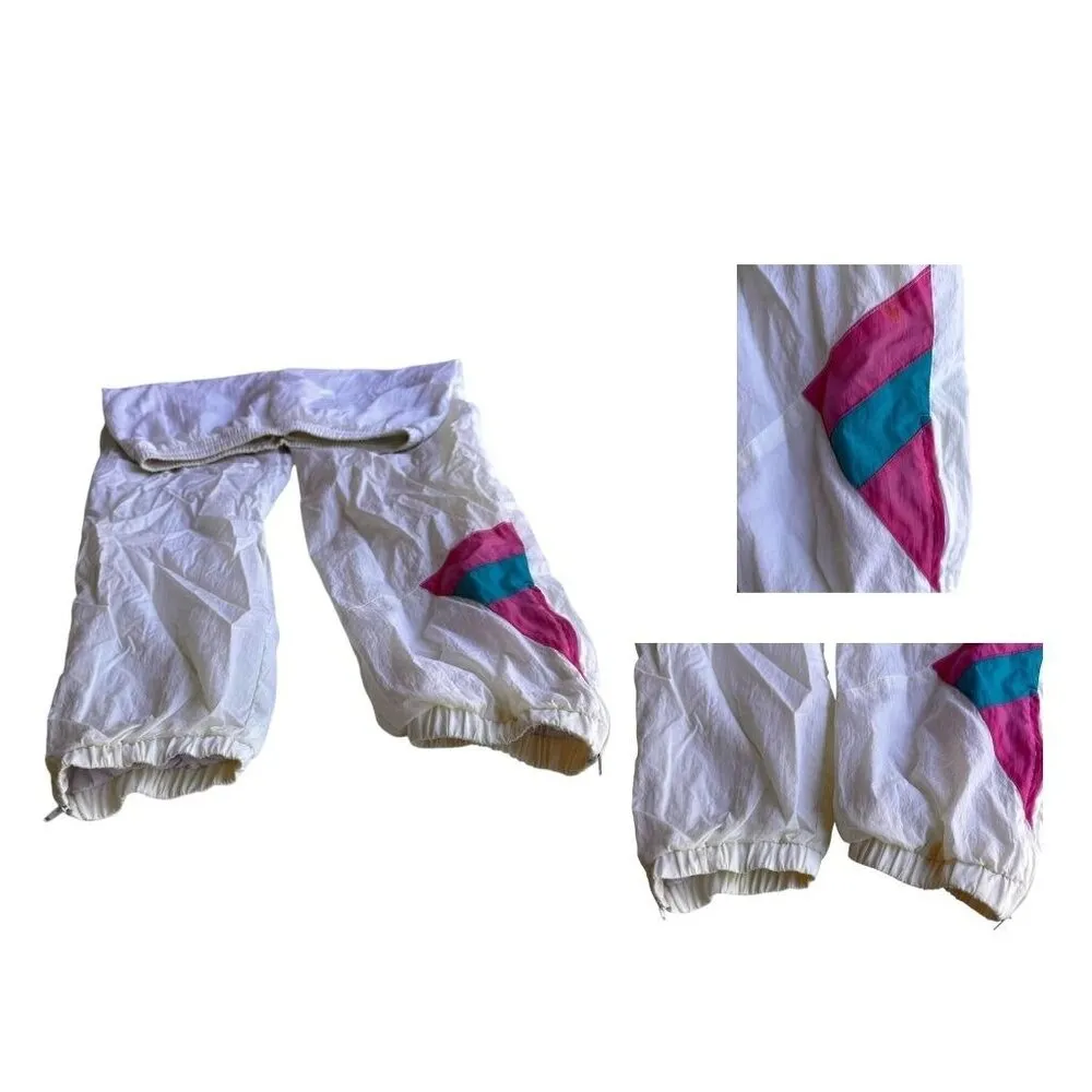 Vintage 70s Sweatpants Ladies Medium Track Pants Jogging Workout Elastic… White Size undefined - Image 5