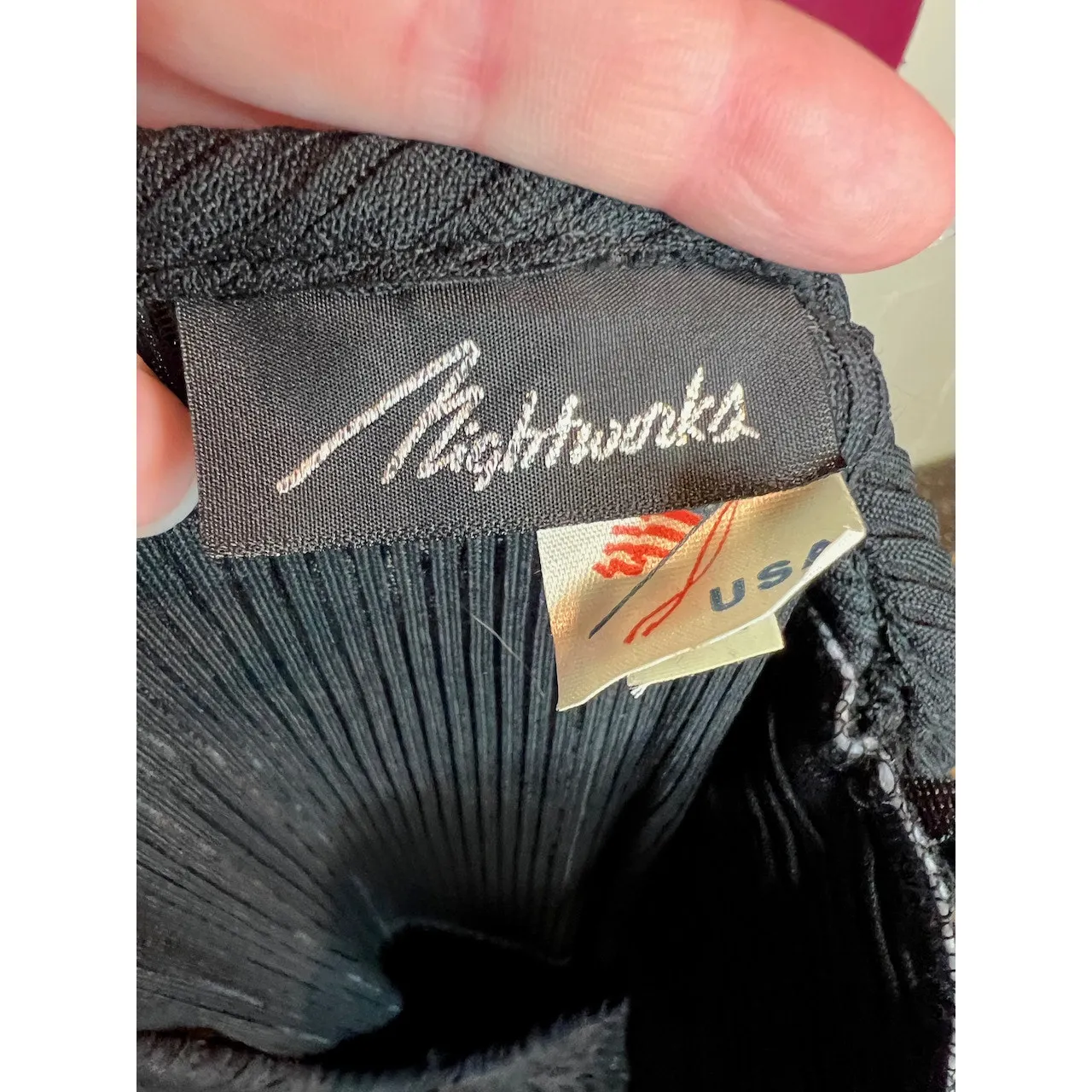 dress V neck long sleeve fringe black 1990s shoulder pads - Image 8