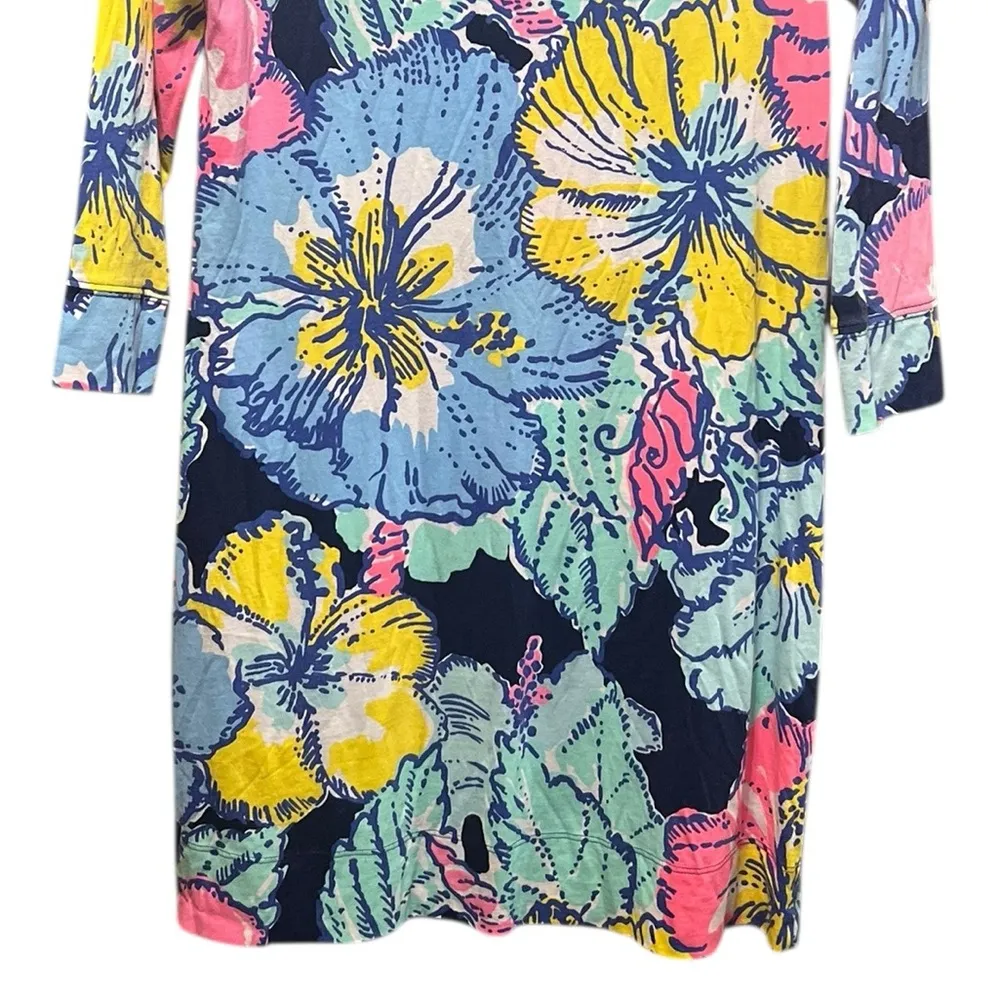 Lilly Pulitzer Marlowe Dress Navy Big Flirt Hibiscus Floral Print Size Medium - Image 5