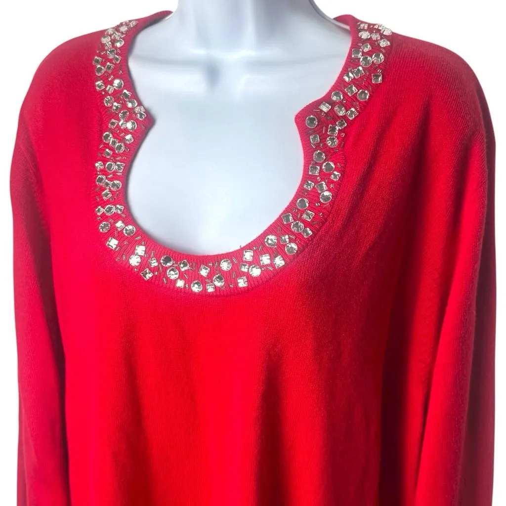 Vintage Fashion Bug Jeweled Neckline Blouse Holiday New Year’s Cozy Cabincore 3X - Image 3